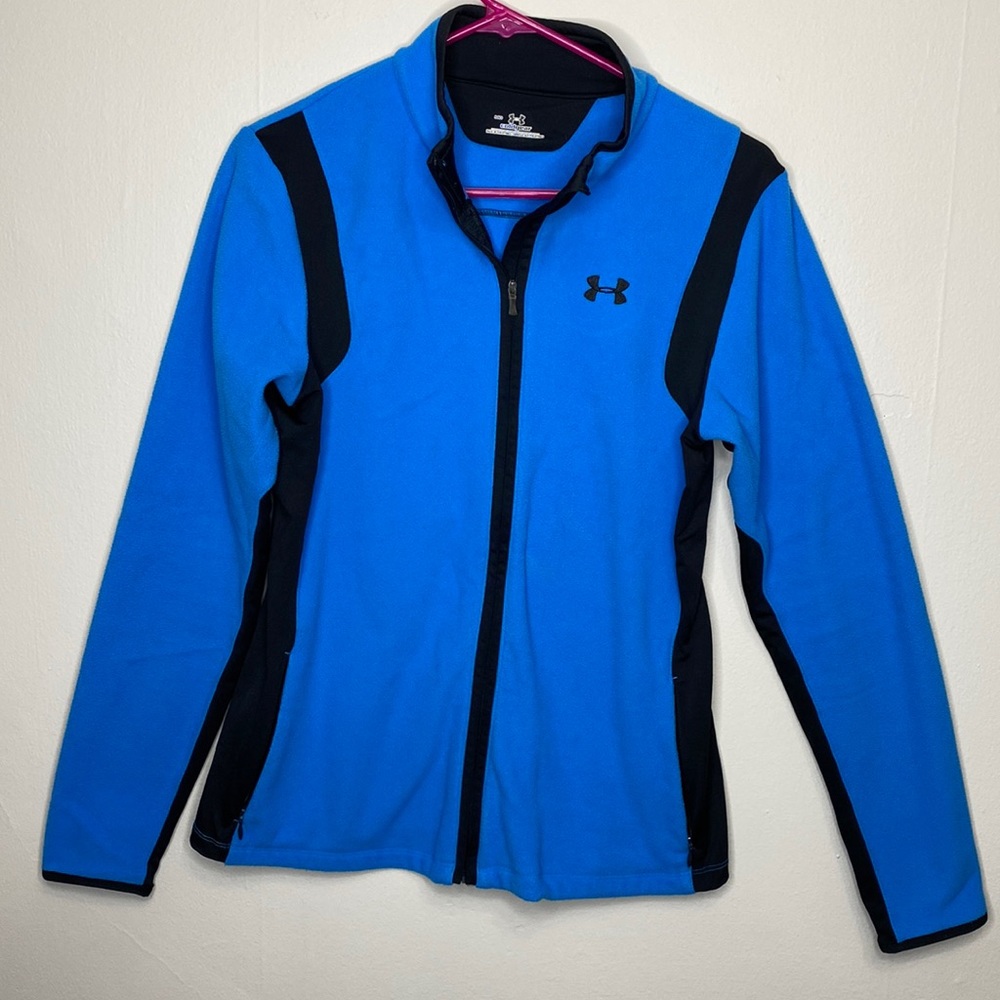 Girls Medium Under Armour Cold Gear Blue Fleece Zip Jacket